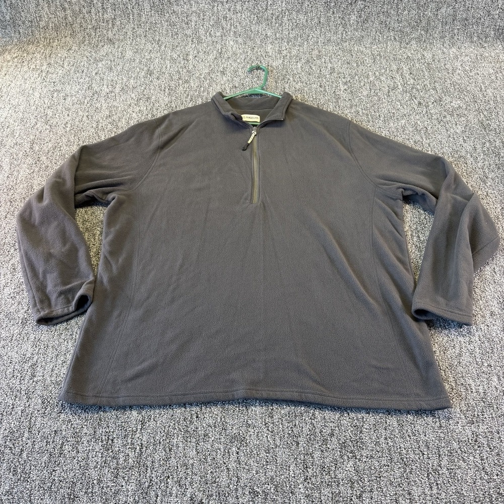 Magellan Outdoors Fleece Sweater Mens XL Charcoal Gray Mock Neck Quarter Zip